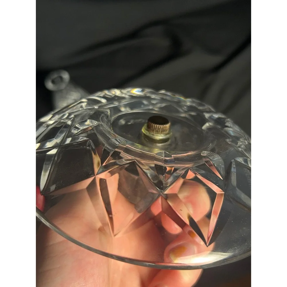 Waterford‎ Crystal Hurricane Candle Holder Clear Good Vintage Cut Glass Handle